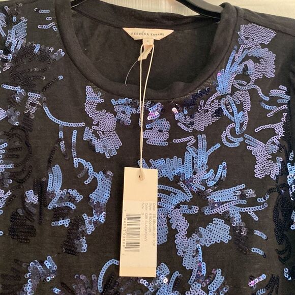 rebecca taylor short sleeve sequin jersey top - Picture 2 of 6